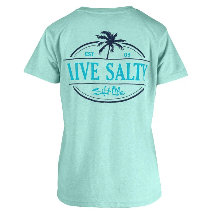Salt Life Women's The Motto Boyfriend Short Sleeve Graphic T-Shirt, Large, Aqua Sea