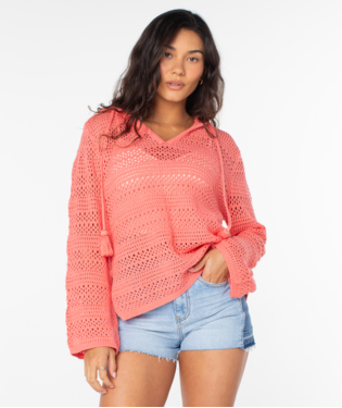 Roxy Hippie Love Solid Open Stitch Womens Hoodie