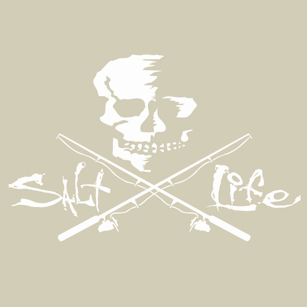 Salt Life Skull And Poles Decal SML White SAD934