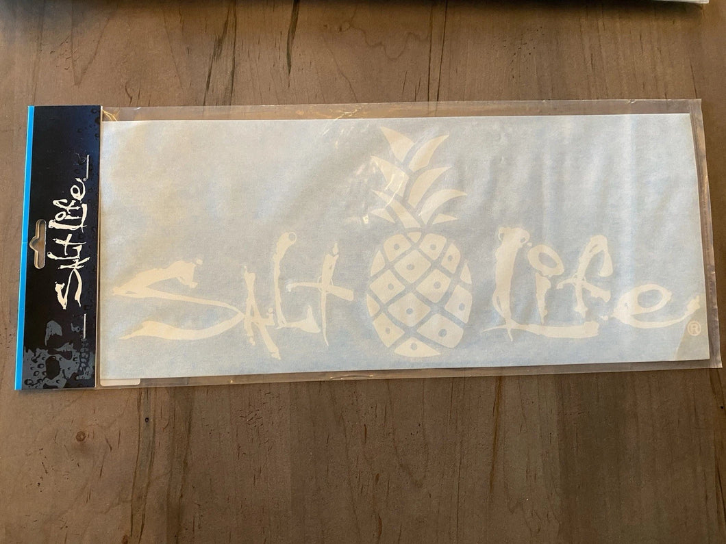 Salt Life Signature Pineapple Med White Decal SAD973