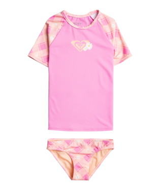 Roxy Girl's Flower Plaid Rashguard and Swim Bottom